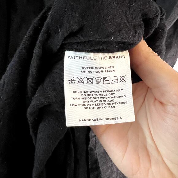 Faithfull the brand linen maxi dress in washed black open back size XL - Picture 6 of 10